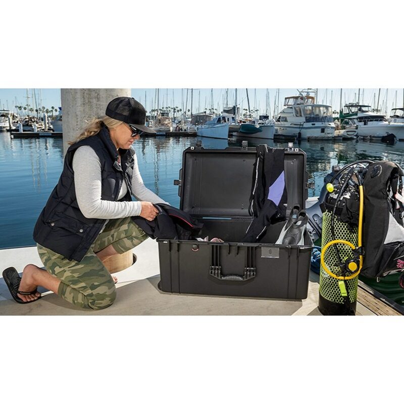 Pelican 1646 Air Black Protective Hard Case with Pick N Pluck Foam - Waterproof, Crushproof, Dustproof - Model 016460-0000-110