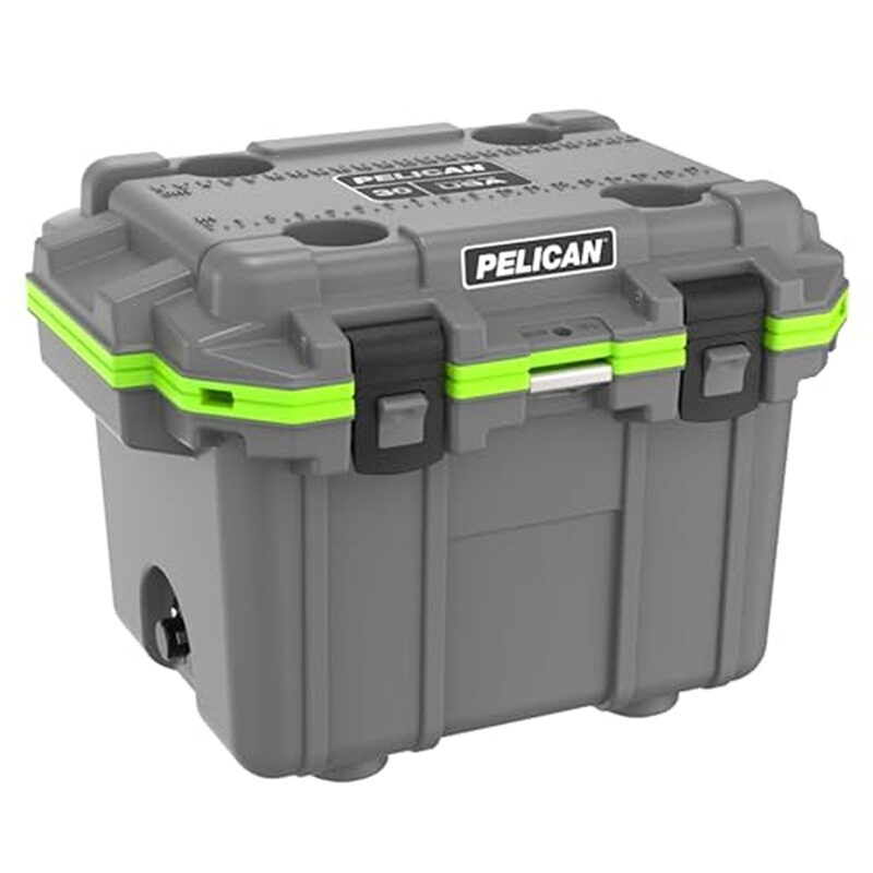 Pelican 30QT Elite Cooler Dark Grey/Emerald Green - Premium Rotomolded Ice Chest Up to 6 Days Retention 30Q-1-DKGRYEGRN