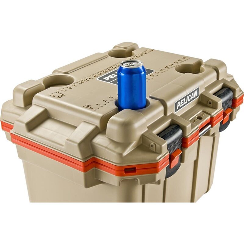 Pelican 30QT Elite Cooler Tan/White - Premium Rotomolded Ice Chest Up to 6 Days Retention 30Q-1-TANWHT