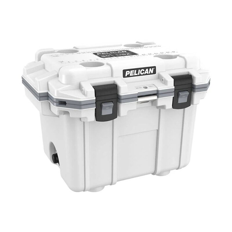 Pelican 30QT Elite Cooler White/Grey - Premium Rotomolded Ice Chest Up to 6 Days Retention 30Q-1-WHTGRY