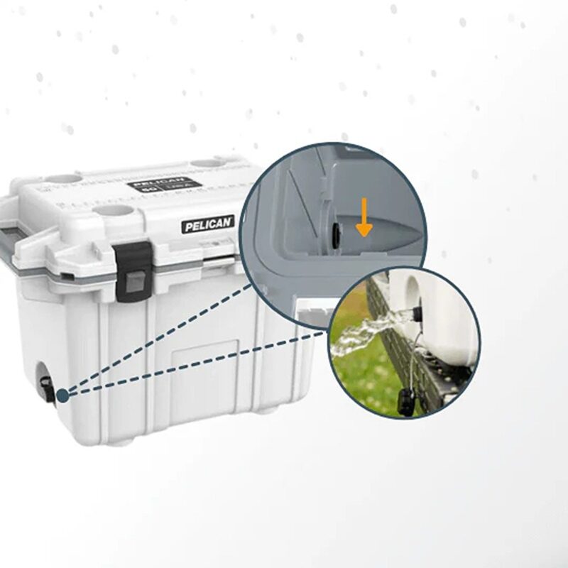 Pelican 30QT Elite Cooler White/Grey - Premium Rotomolded Ice Chest Up to 6 Days Retention 30Q-1-WHTGRY