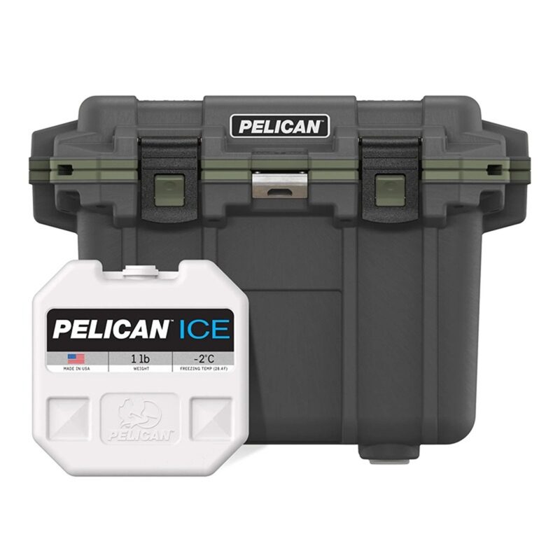 Pelican 30QT Elite Cooler metal/OD Green - Premium Rotomolded Ice Chest Up to 6 Days Retention 30Q-14-GNMTLOD