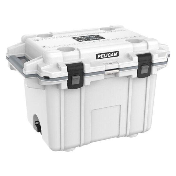 Pelican 50QT Elite Cooler White/Grey - Premium Rotomolded Ice Chest Up to 7 Days Retention 50Q-1-WHTGRY