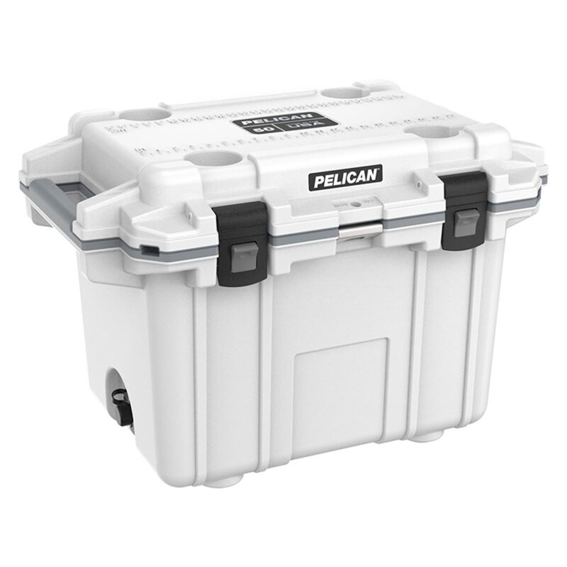 Pelican 50QT Elite Cooler White/Grey - Premium Rotomolded Ice Chest Up to 7 Days Retention 50Q-1-WHTGRY
