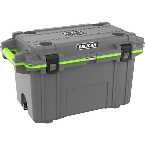 Pelican 70QT Elite Cooler Dark Grey/Emerald Green - Premium Rotomolded Ice Chest Up to 10 Days Retention 70Q-1-DKGRYEGRN