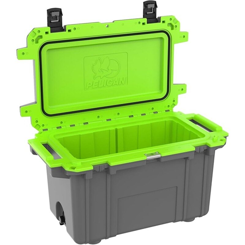 Pelican 70QT Elite Cooler Dark Grey/Emerald Green - Premium Rotomolded Ice Chest Up to 10 Days Retention 70Q-1-DKGRYEGRN