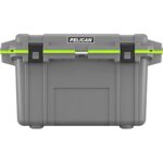 Pelican 70QT Elite Cooler Dark Grey/Emerald Green - Premium Rotomolded Ice Chest Up to 10 Days Retention 70Q-1-DKGRYEGRN