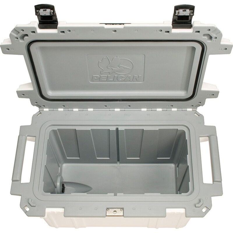 Pelican 70QT Elite Cooler White/Grey - Premium Rotomolded Ice Chest Up to 10 Days Retention 70Q-1-WHTGRY