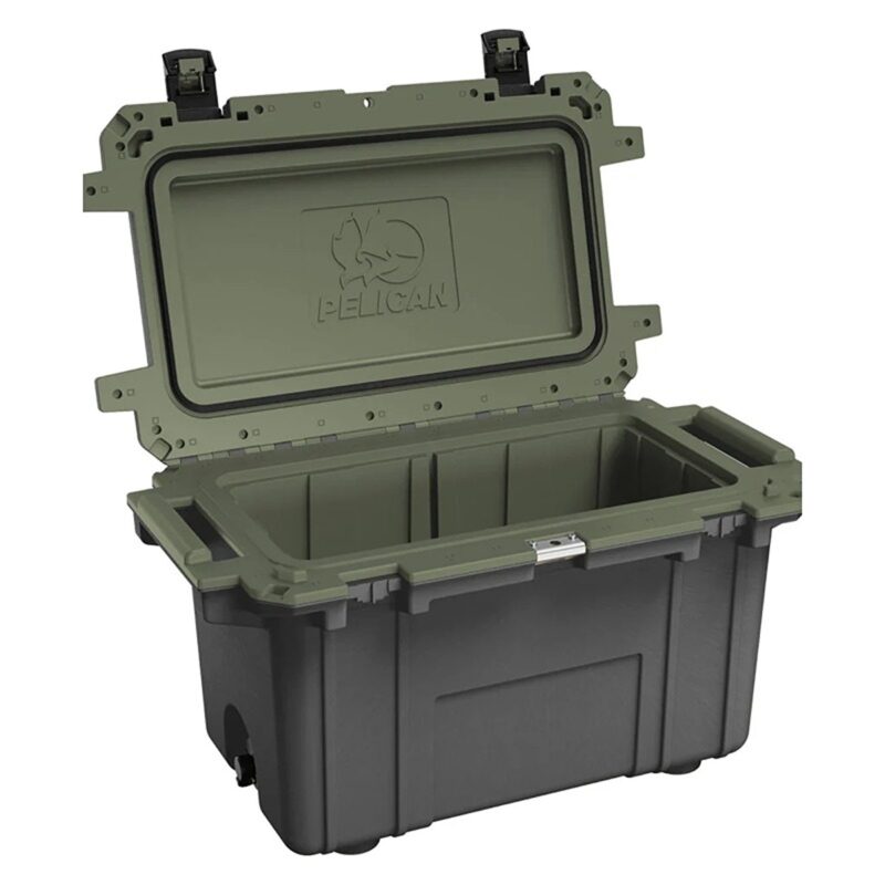 Pelican 70QT Elite Cooler metal/OD Green - Premium Rotomolded Ice Chest Up to 10 Days Retention 70Q-14-GNMTLOD