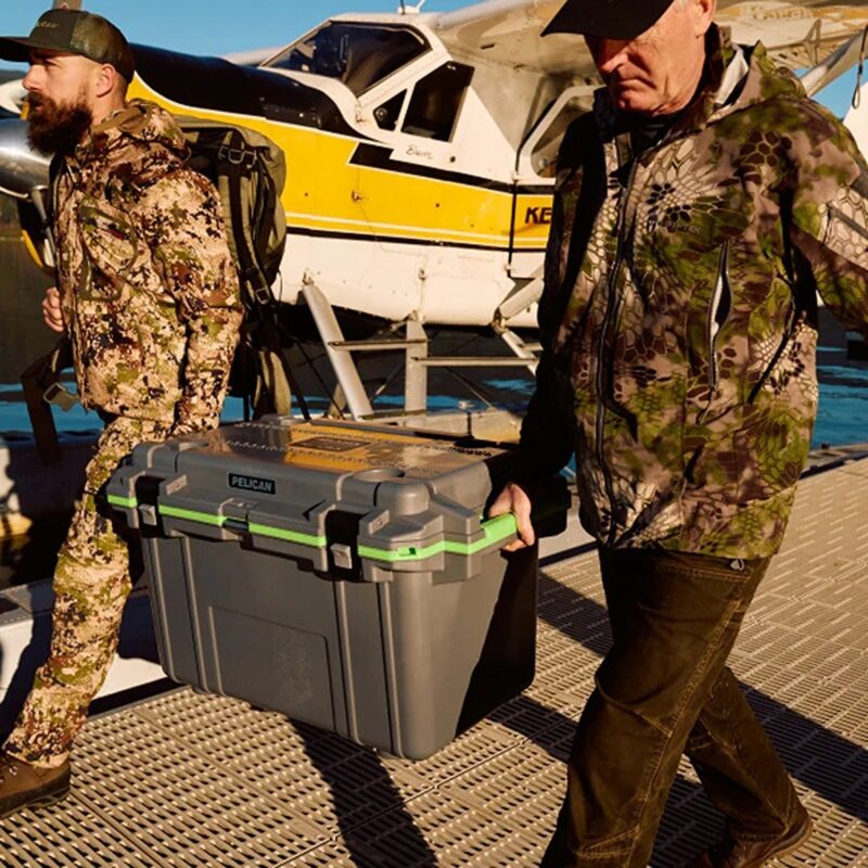 Pelican 70QT Elite Cooler metal/OD Green - Premium Rotomolded Ice Chest Up to 10 Days Retention 70Q-14-GNMTLOD
