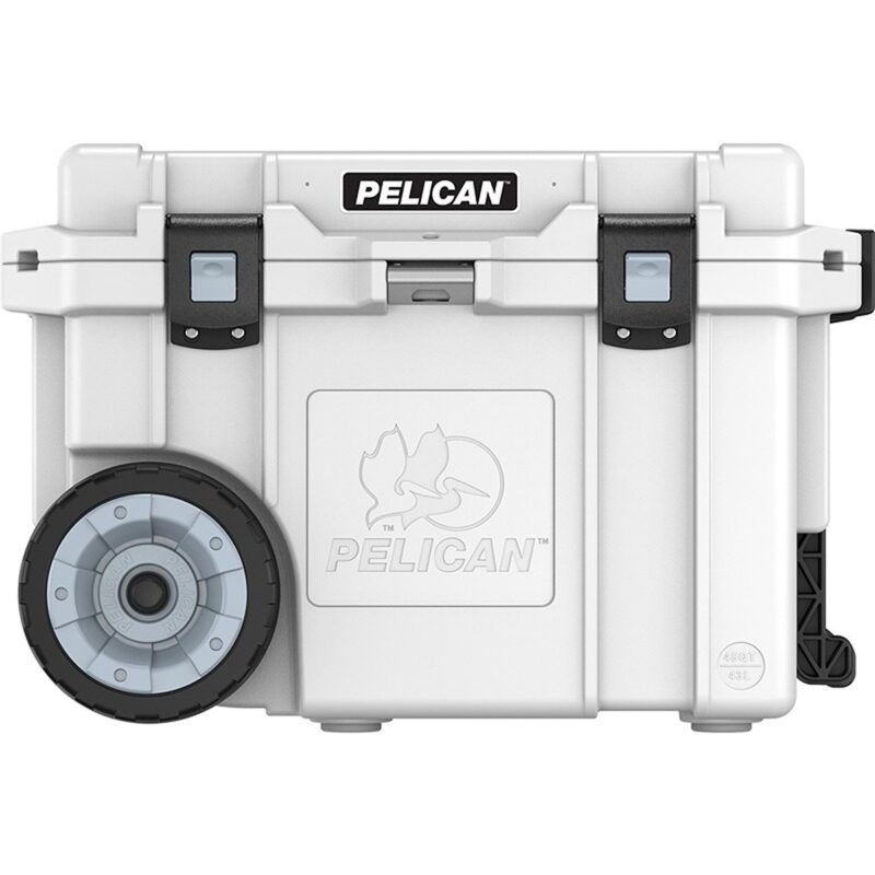 Pelican 45QT Elite Wheeled Cooler White - Premium Rotomolded Rolling Ice Chest with Wheels 45QW-1-WHT
