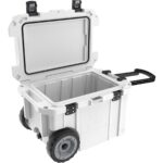 Pelican 45QT Elite Wheeled Cooler White - Premium Rotomolded Rolling Ice Chest with Wheels 45QW-1-WHT