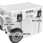 Pelican 45QT Elite Wheeled Cooler White - Premium Rotomolded Rolling Ice Chest with Wheels 45QW-1-WHT