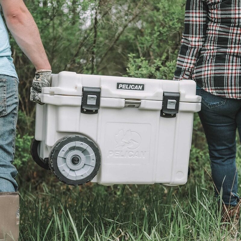 Pelican 45QT Elite Wheeled Cooler White - Premium Rotomolded Rolling Ice Chest with Wheels 45QW-1-WHT