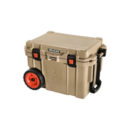 Pelican 45QT Elite Wheeled Cooler Tan - Premium Rotomolded Rolling Ice Chest with Wheels 45QW-2-TAN