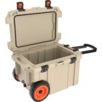 Pelican 45QT Elite Wheeled Cooler Tan - Premium Rotomolded Rolling Ice Chest with Wheels 45QW-2-TAN