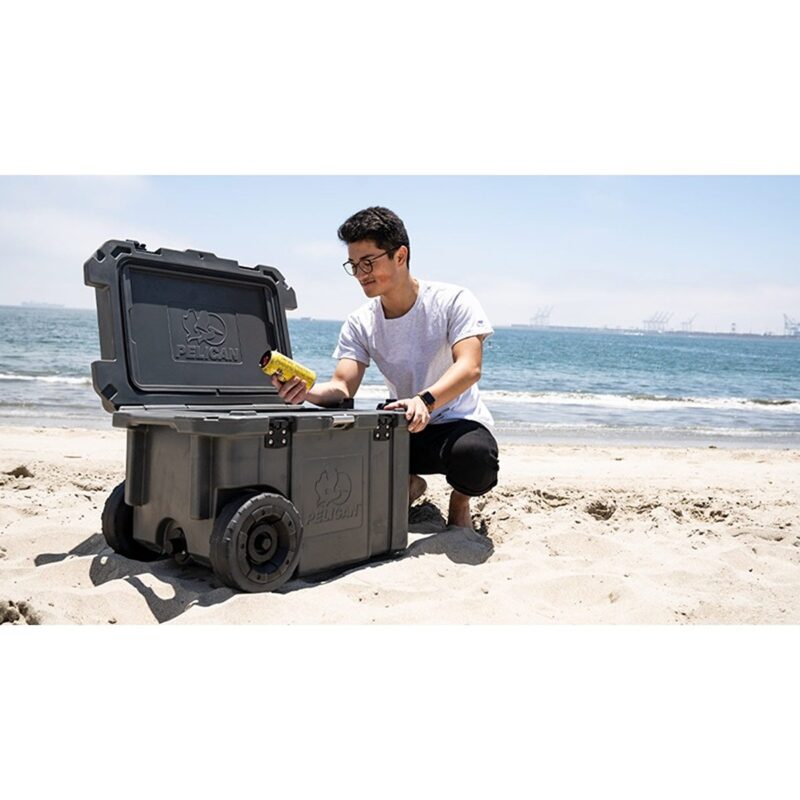 Pelican 45QT Elite Wheeled Cooler Dark Gray - Premium Rotomolded Rolling Ice Chest with Wheels 45QW-6-DKGRY
