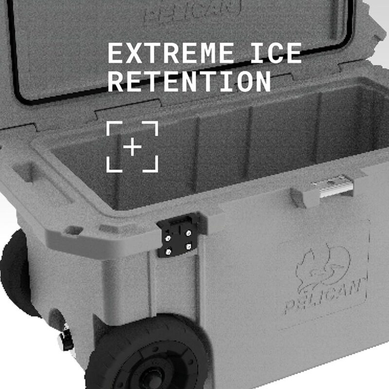 Pelican 65QT Elite Wheeled Cooler Dark Gray - Premium Rotomolded Rolling Ice Chest Up to 10 Days Retention 65QW-6-DKGRY