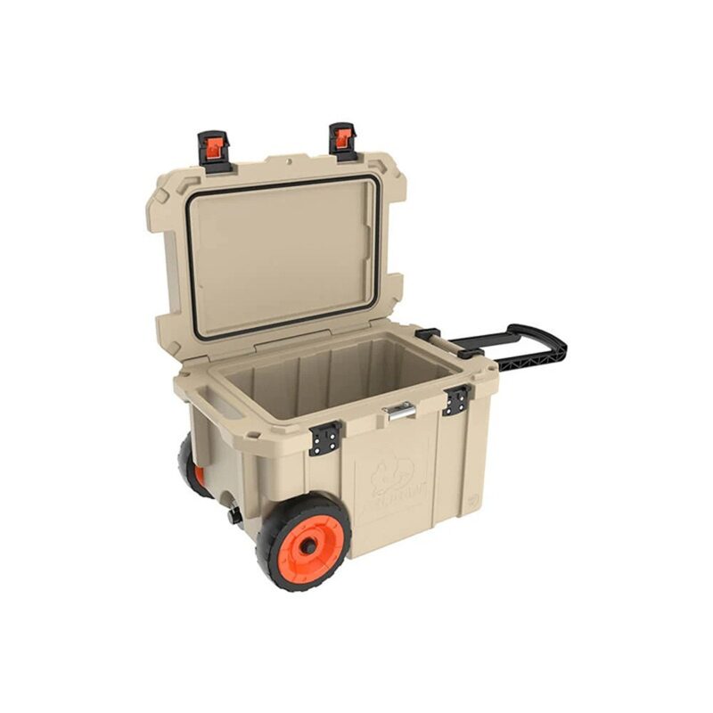 Pelican 65QT Elite Wheeled Cooler Tan - Premium Rotomolded Rolling Ice Chest Up to 10 Days Retention 65QW-2-TAN