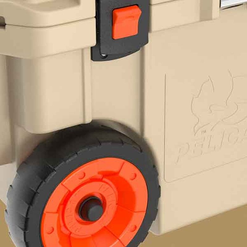 Pelican 65QT Elite Wheeled Cooler Tan - Premium Rotomolded Rolling Ice Chest Up to 10 Days Retention 65QW-2-TAN