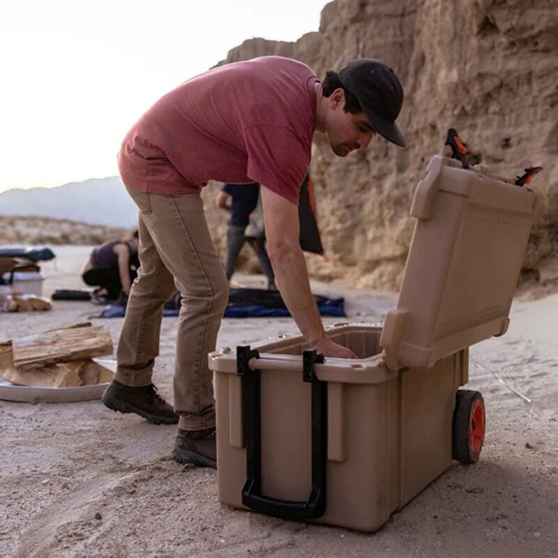 Pelican 65QT Elite Wheeled Cooler Tan - Premium Rotomolded Rolling Ice Chest Up to 10 Days Retention 65QW-2-TAN
