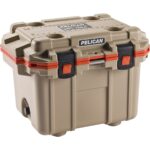 Pelican 30QT Elite Cooler Tan/Orange - Premium Rotomolded Ice Chest Up to 6 Days Retention 30Q-2-TANORG