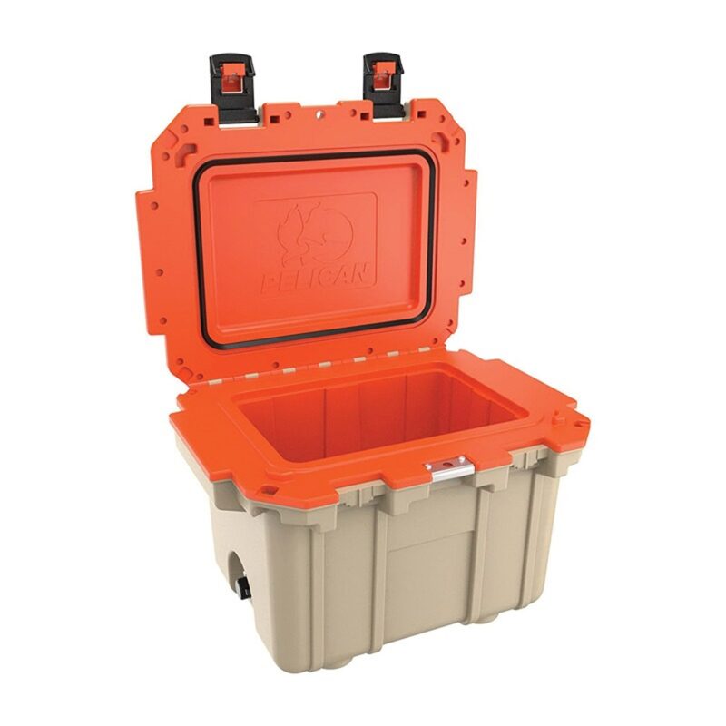 Pelican 30QT Elite Cooler Tan/Orange - Premium Rotomolded Ice Chest Up to 6 Days Retention 30Q-2-TANORG
