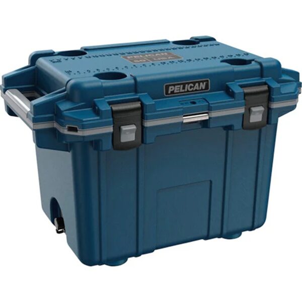 Pelican 50QT Elite Cooler Pacific Blue/Grey - Premium Rotomolded Ice Chest Up to 7 Days Retention 50Q-1-PACBLUGRY