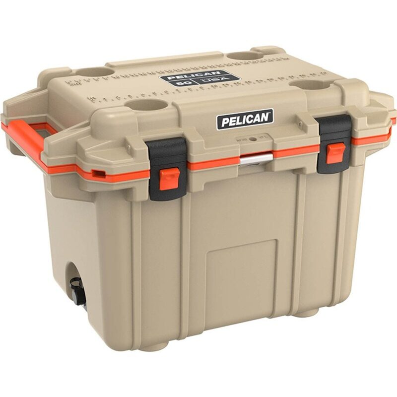 Pelican 50QT Elite Cooler Tan/Orange - Premium Rotomolded Ice Chest Up to 7 Days Retention 50Q-2-TANORG