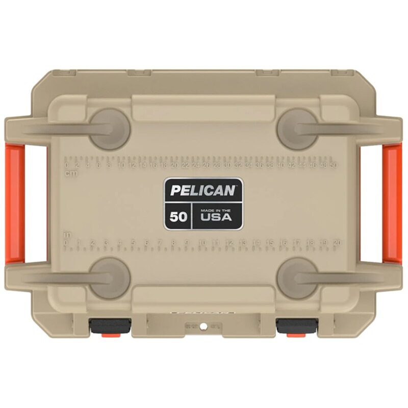 Pelican 50QT Elite Cooler Tan/Orange - Premium Rotomolded Ice Chest Up to 7 Days Retention 50Q-2-TANORG