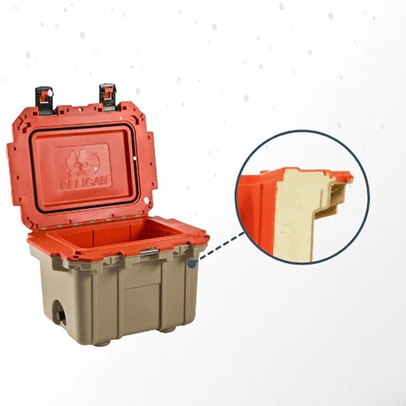 Pelican 50QT Elite Cooler Tan/Orange - Premium Rotomolded Ice Chest Up to 7 Days Retention 50Q-2-TANORG