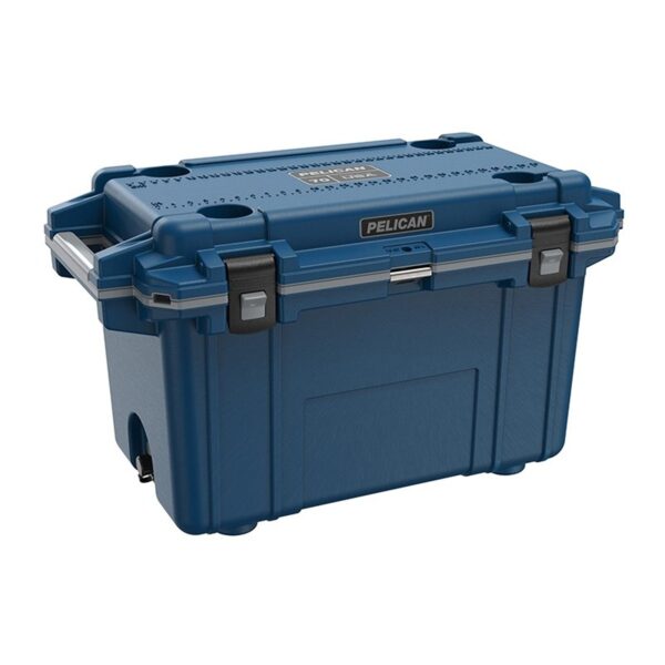 Pelican 70QT Elite Cooler Pacific Blue/Grey - Premium Rotomolded Ice Chest Up to 10 Days Retention 70Q-1-PACBLUGRY