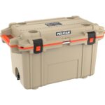 Pelican 70QT Elite Cooler Tan/Orange - Premium Rotomolded Ice Chest Up to 10 Days Retention 70Q-2-TANORG