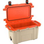 Pelican 70QT Elite Cooler Tan/Orange - Premium Rotomolded Ice Chest Up to 10 Days Retention 70Q-2-TANORG
