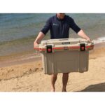 Pelican 70QT Elite Cooler Tan/Orange - Premium Rotomolded Ice Chest Up to 10 Days Retention 70Q-2-TANORG