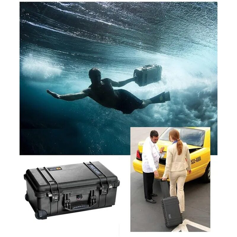 Pelican 1514 Carry-On Case Black with Padded Dividers Watertight Wheels & Handle 015100-0040-110