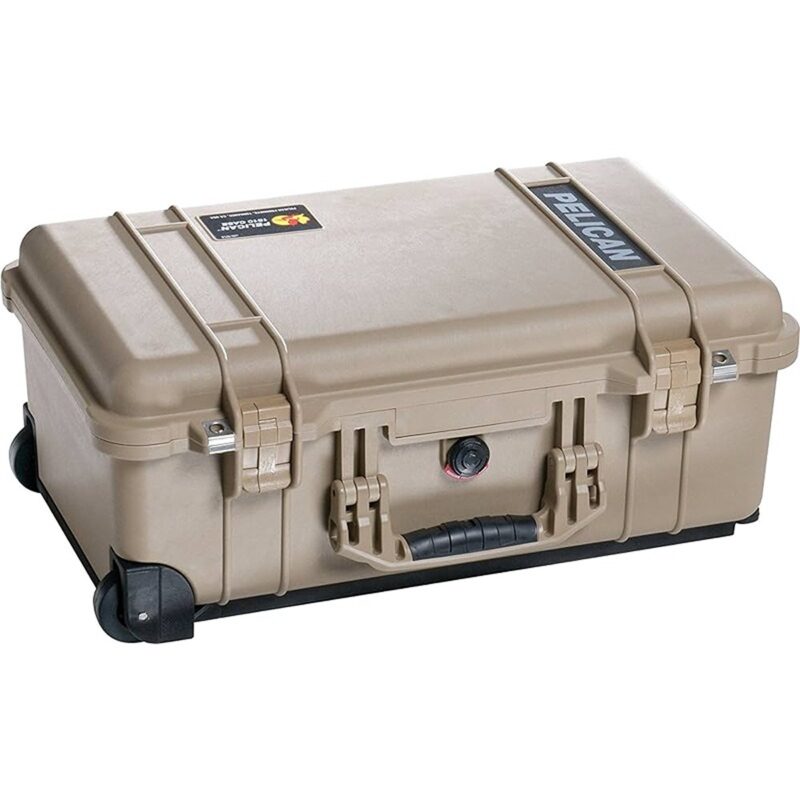 Pelican 1514 Carry-On Case Desert Tan with Padded Dividers Wheels & Retractable Handle Watertight 015100-0040-190