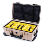 Pelican 1514 Carry-On Case Desert Tan with Padded Dividers Wheels & Retractable Handle Watertight 015100-0040-190