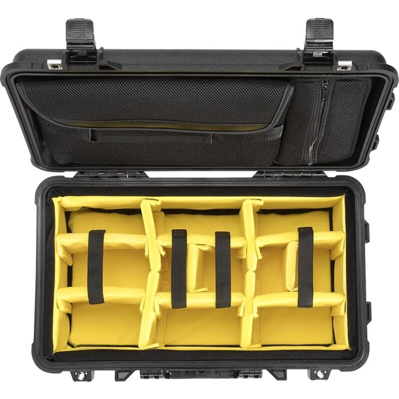 Pelican 1510SC Studio Case Black with Padded Dividers Laptop Sleeve Lid Organizer Wheels & Handle 015100-0070-110