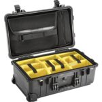 Pelican 1510SC Studio Case Black with Padded Dividers Laptop Sleeve Lid Organizer Wheels & Handle 015100-0070-110