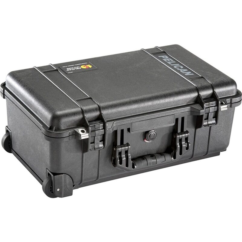Pelican 1510TPF Carry-On Case Black with TrekPak Insert & Three-Piece Foam Watertight Rolling 015100-0150-110