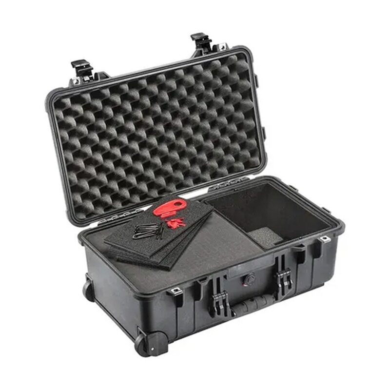 Pelican 1510TPF Carry-On Case Black with TrekPak Insert & Three-Piece Foam Watertight Rolling 015100-0150-110