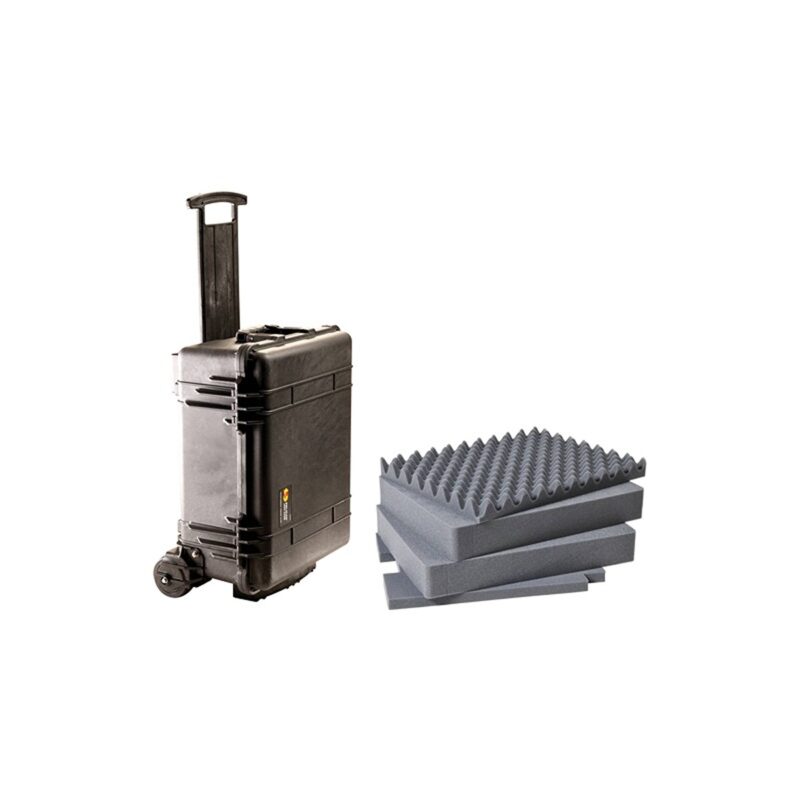 Pelican 1560M Mobility Case Black with Foam Watertight Rolling Wheels & Retractable Handle 015600-0009-110