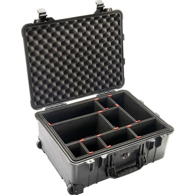 Pelican 1560TP TrekPak Case Black with Customizable Divider Insert & Mobility Kit Watertight Rolling 015600-0050-110