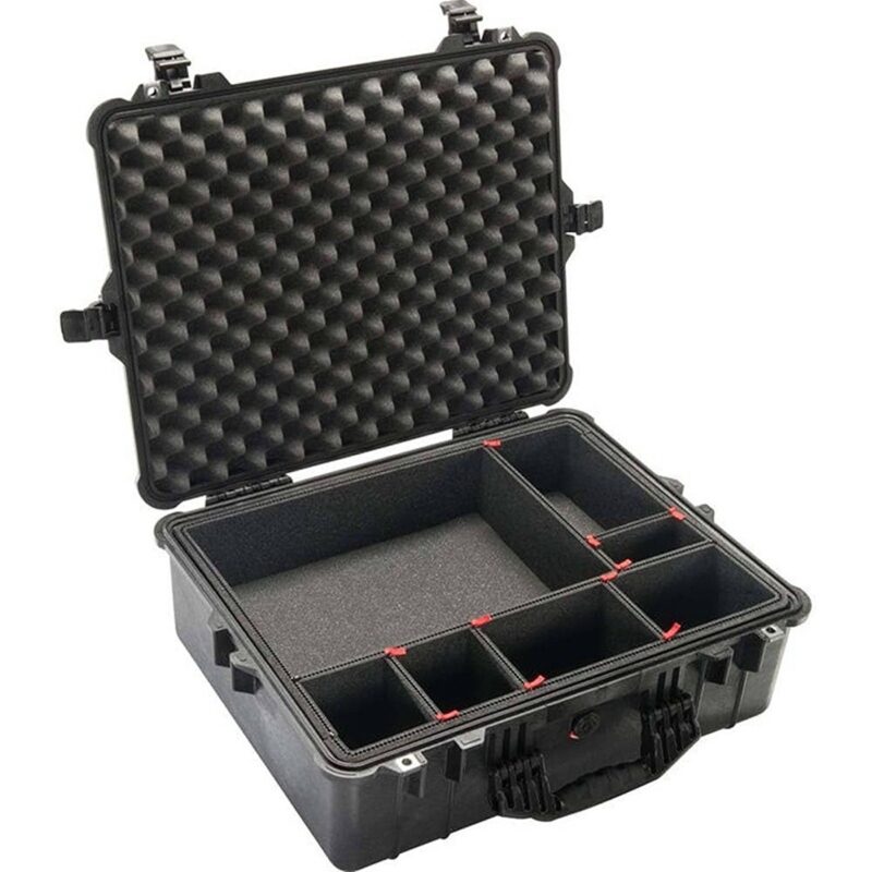 Pelican 1600TP TrekPak Case Black with Customizable Divider Insert Watertight Protector 016000-0050-110
