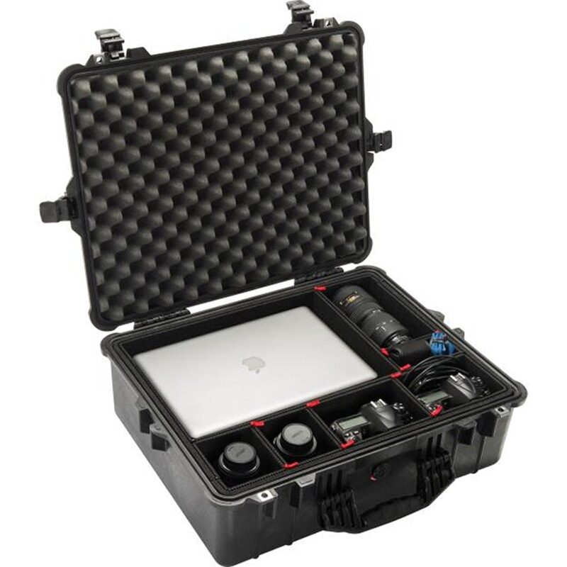 Pelican 1600TP TrekPak Case Black with Customizable Divider Insert Watertight Protector 016000-0050-110