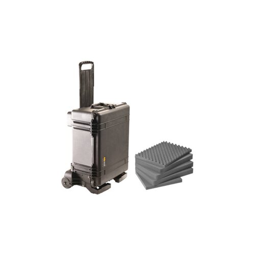 Pelican 1610M Mobility Case Black with Pick N Pluck Foam Watertight Rolling Wheels & Handle 016100-0009-110