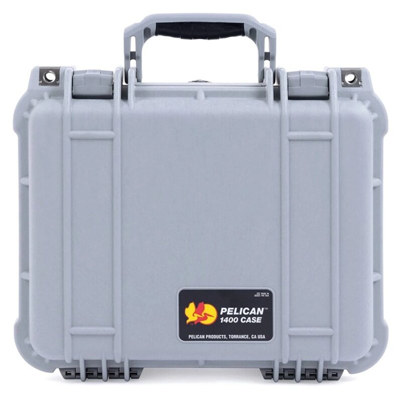 Pelican 1400NF Protector Case Silver No Foam Watertight Crushproof Empty Interior 1400-001-180