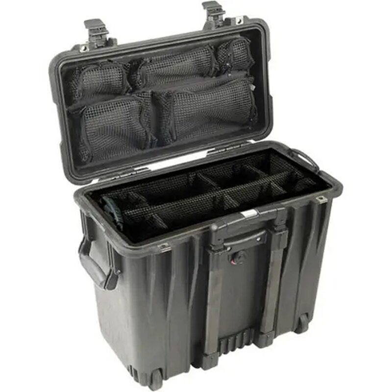 Pelican 1444 Utility Organizer Case Black with Padded Dividers & Lid Organizer Watertight Rolling 1440-004-110