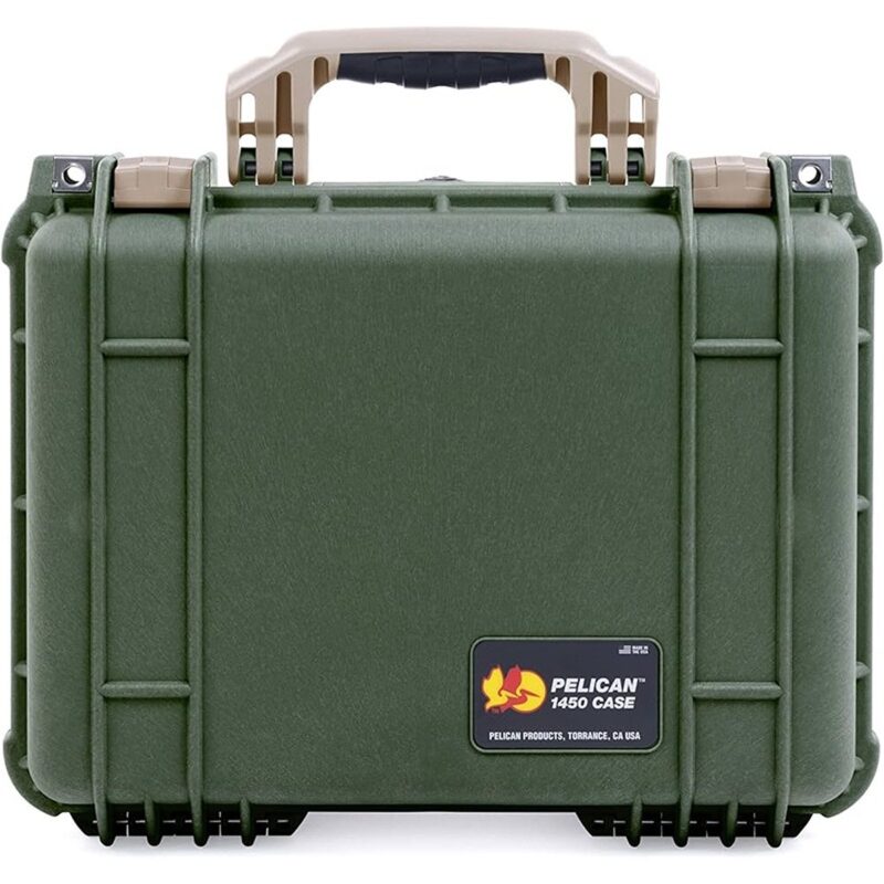 Pelican 1450NF Protector Case OD Green No Foam Watertight Crushproof Empty Interior 1450-001-130